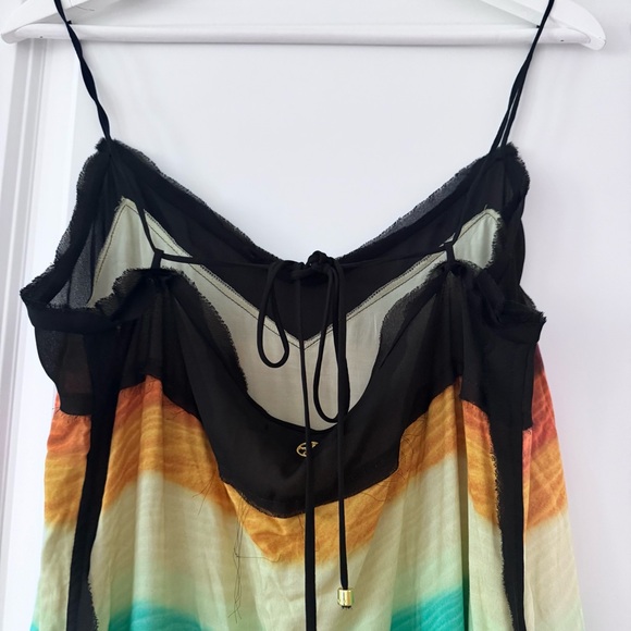 VIX Halter Resort Dress BY PAULA HERMANNY Size L Maxi Side Slit Sunset Jewel - Picture 7 of 10